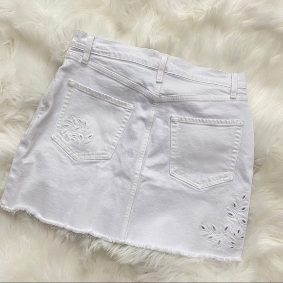Frame Le Mini Foliage Embroidered Denim Skirt 28 - Picture 4 of 7